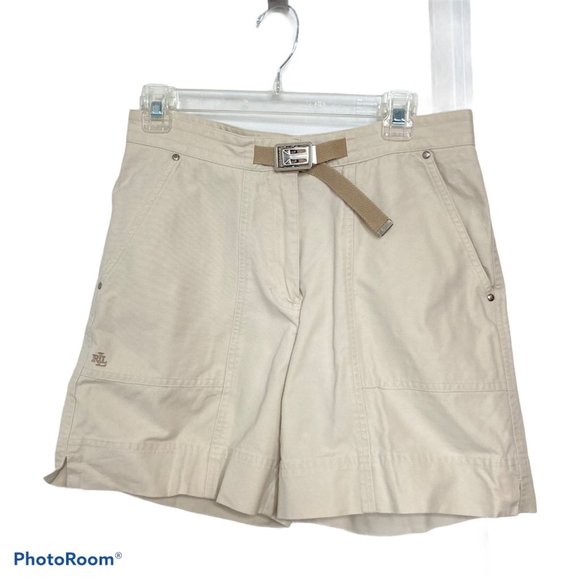 Lauren Ralph Lauren Cream Flat Front Shorts 8 - Picture 1 of 10